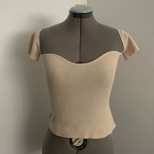Sweetheart neckline knit sweater